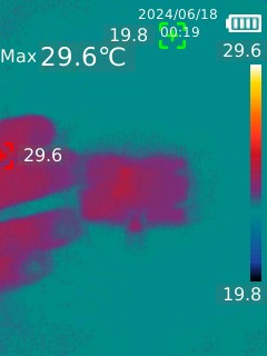 Gameboy Advance USBC Battery Heat Map. Low charging heat