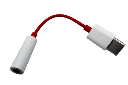 USB adapter with red cable on a white background